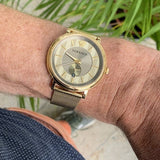 Versace V Circle Quartz Gold Dial Gold Mesh Bracelet Watch For Men - VBQ070017 Buy Now By Versace