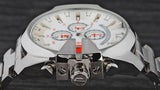 Diesel Mega Chief Chronograph White Dial Silver Steel Strap Watch For Men - DZ4328 Buy Now By Diesel