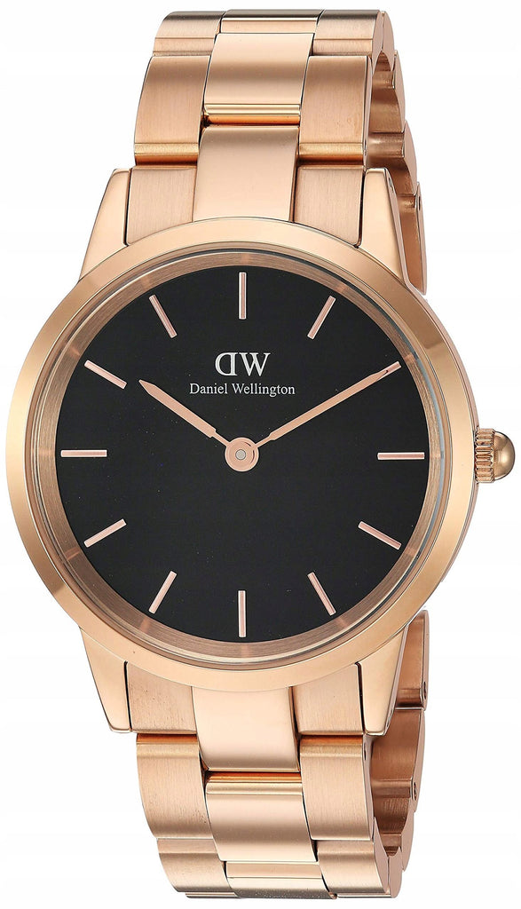 Daniel Wellington Iconic Link Black Dial Rose Gold Steel Strap Watch for Women - DW00100212 Buy Now By Daniel Wellington