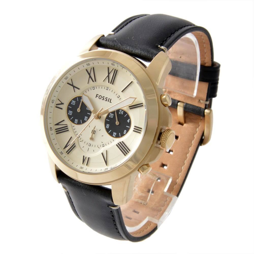 Fossil Grant Chronograph White Dial Black Leather Strap Watch for Men - FS5272 Buy Now By Fossil