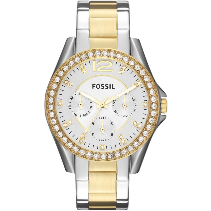 Fossil Riley White Dial Two Tone Steel Strap Watch for Women - ES3204 Buy Now By Fossil