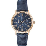 Guess Analog Blue Dial Blue Leather Strap Watch For Men - W0496G4 Buy Now By Guess