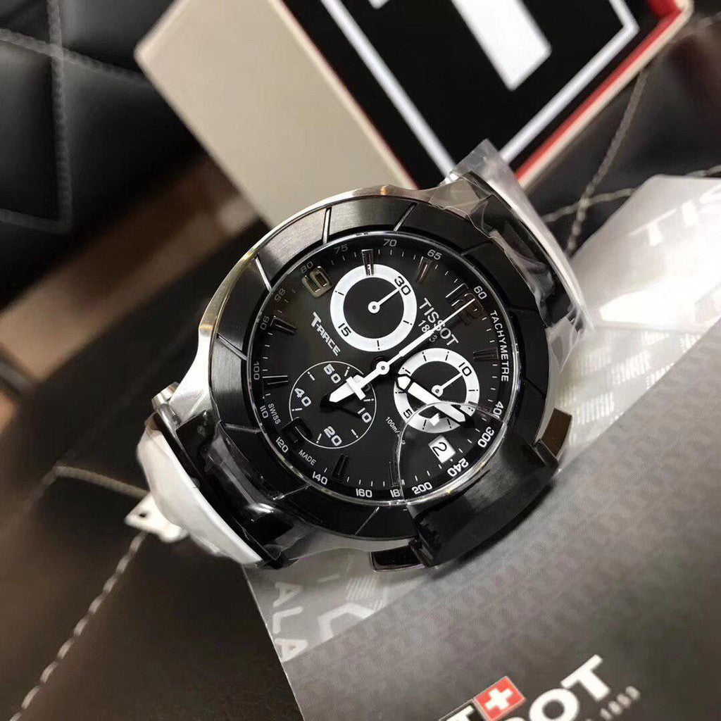 Tissot T Race Chronograph Black Dial White Rubber Strap Watch for Men - T048.417.27.057.05 Buy Now By Tissot