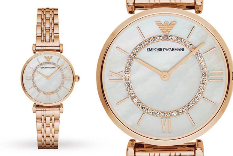 Emporio Armani Gianni T Bar Mother of Pearl Rose Gold Stainless Steel Strap Watch For Women - AR1909 Buy Now By Emporio Armani