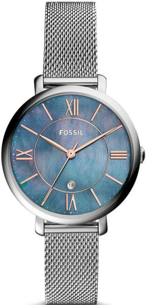 Fossil Jacqueline Mother of Pearl Blue Dial Silver Mesh Strap Watch for Women - ES4322 Buy Now By Fossil