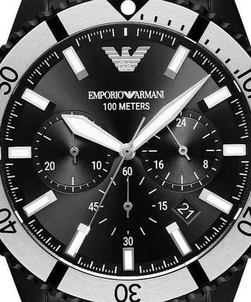Emporio Armani Diver Chronograph Black Dial Black Steel Strap Watch For Men - AR80050 Buy Now By Emporio Armani