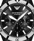 Emporio Armani Diver Chronograph Black Dial Black Steel Strap Watch For Men - AR80050 Buy Now By Emporio Armani