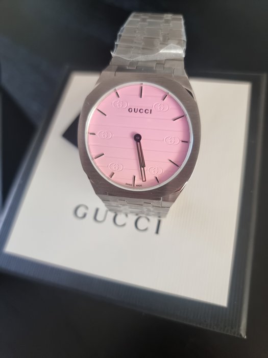 Gucci 25H Quartz Pink Dial Silver Steel Strap Watch for Women - YA163410 Buy Now By Gucci