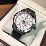 Tag Heuer Aquaracer Chronograph White Dial Black Rubber Strap Watch for Men - CAY1111.FT6041 Buy Now By Tag Heuer