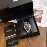Movado Heritage Calendoplan Black Dial Silver Steel Strap Watch For Men - 3650095 Buy Now By Movado