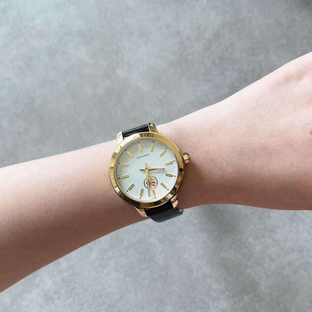 Tory Burch Collins White Dial Black Leather Strap Watch for Women - TBW1205 Buy Now By Tory Burch