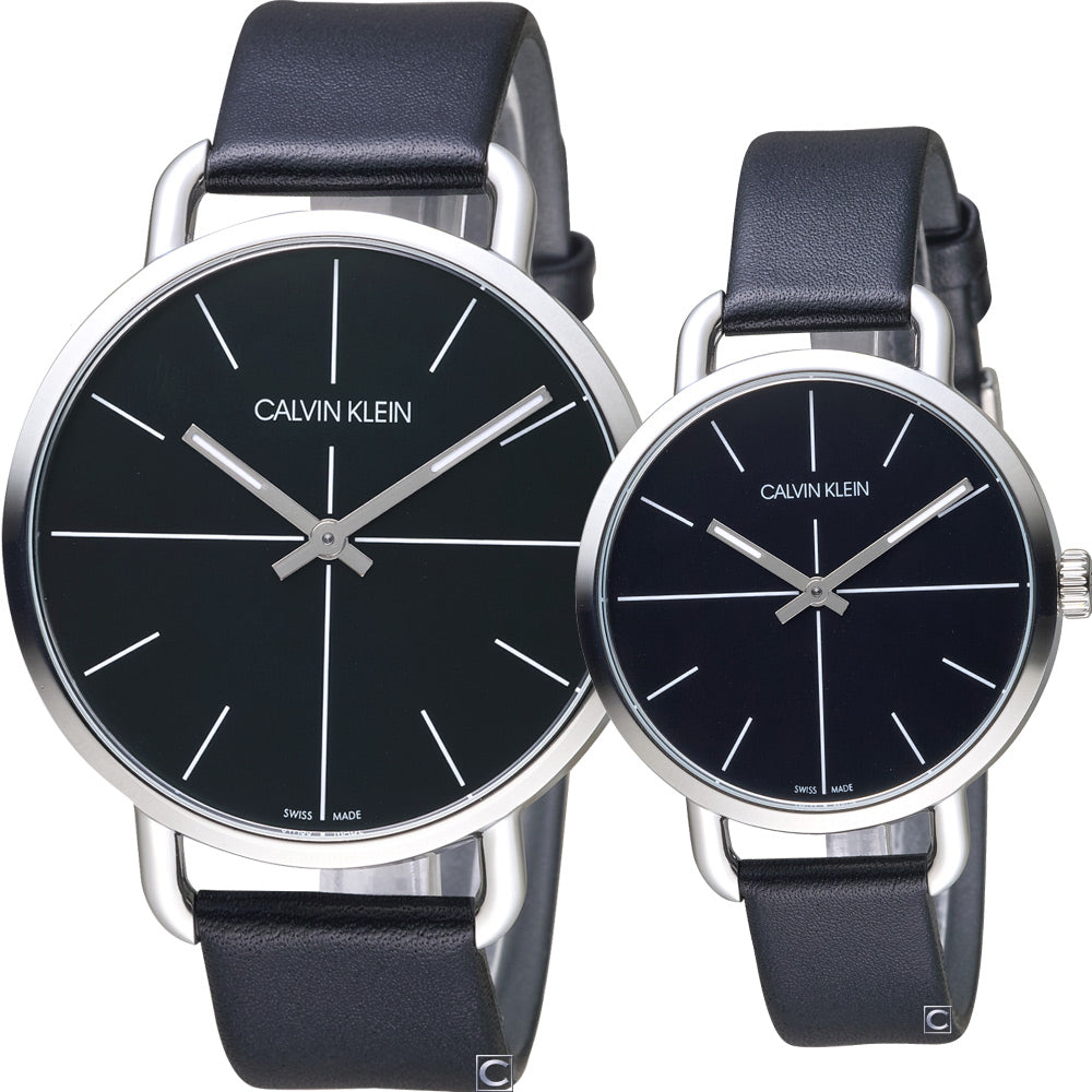 Calvin Klein Even Black Dial Black Leather Strap Watch for Women - K7B231CZ Buy Now By Calvin Klein