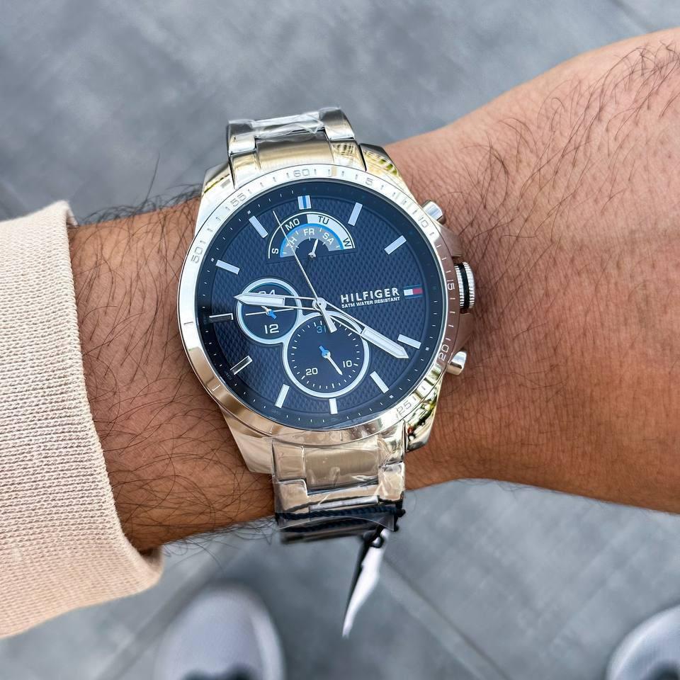 Tommy Hilfiger Decker Quartz Blue Dial Silver Steel Strap Watch for Men - 1791348 Buy Now By Tommy Hilfiger