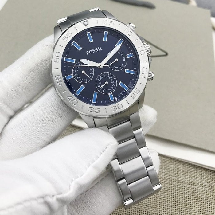Fossil Bannon Multifunction Blue Dial Silver Steel Strap Watch for Men - BQ2503 Buy Now By Fossil
