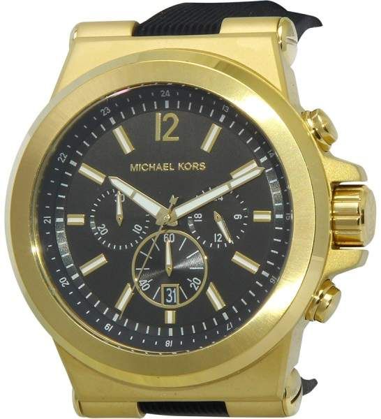 Michael Kors Dylan Chronograph Black Dial Black Rubber Strap Watch for Men - MK8445 Buy Now By Michael Kors