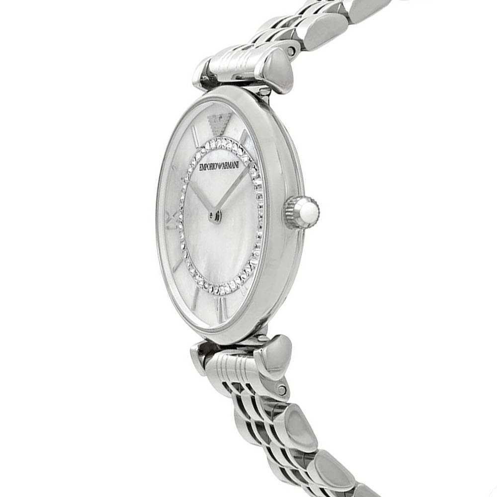 Emporio Armani Gianni T-Bar Mother of Pearl Dial Silver Stainless Steel Watch For Women - AR1908 Buy Now By Emporio Armani