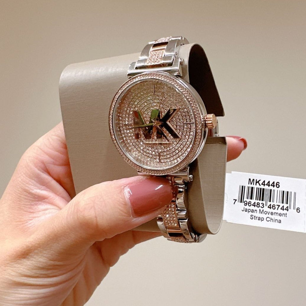 Michael Kors Sofie Crystals Glitz Rose Gold Dial Two Tone Steel Strap Watch For Women - MK4446 Buy Now By Michael Kors