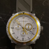 Burberry Belt Chronograph Silver Dial Brown Rubber Strap Watch For Men - BU9811 Buy Now By Burberry