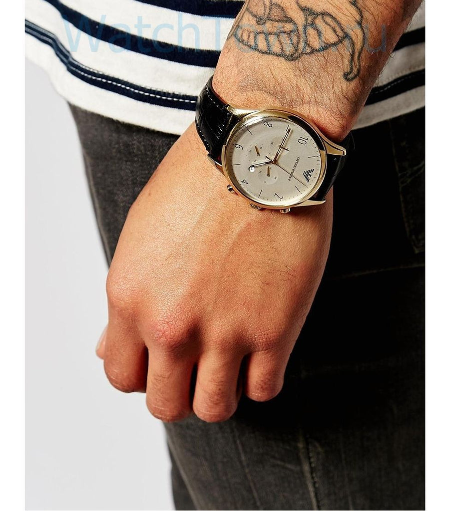 Emporio Armani Classic Chronograph White Dial Black Leather Strap Watch For Men - AR1892 Buy Now By Emporio Armani