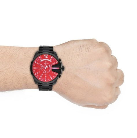 Diesel Mega Chief Chronograph Black Dial Black Steel Strap Watch For Men - DZ4318 Buy Now By Diesel