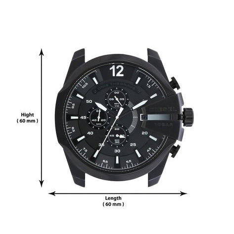 Diesel Mega Chief Chronograph Black Dial Black Steel Strap Watch For Men - DZ4283 Buy Now By Diesel