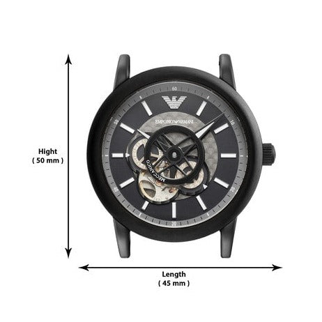 Emporio Armani Meccanico Automatic Black Dial Black Steel Strap Watch For Men - AR60010 Buy Now By Emporio Armani