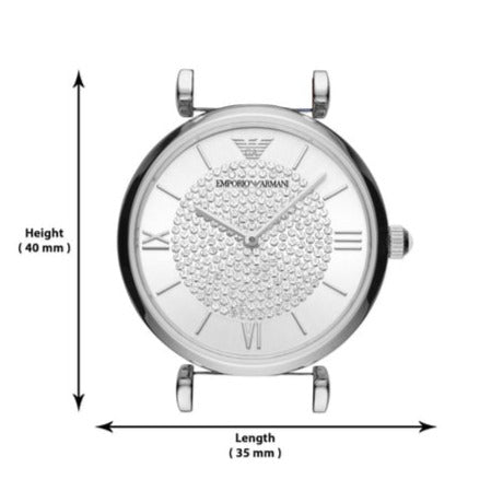 Emporio Armani Gianni T Bar Quartz Crystals Silver Dial Blue Leather Strap Watch For Women - AR11344 Buy Now By Emporio Armani