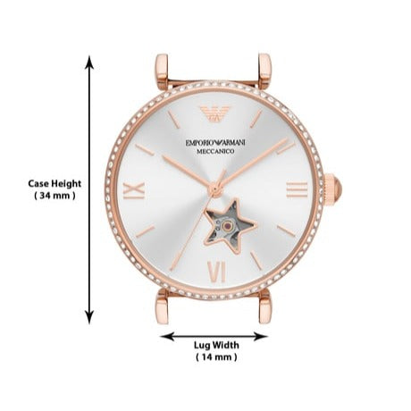 Emporio Armani Meccanico Automatic Silver Dial Burgundy Leather Strap Watch For Women - AR60044 Buy Now By Emporio Armani