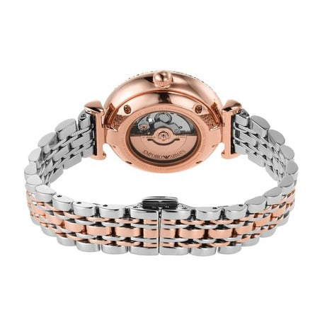 Emporio Armani Meccanico Automatic Mother of Pearl Dial Two Tone Steel Strap Watch For Women - AR60049 Buy Now By Emporio Armani