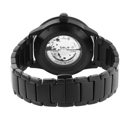 Emporio Armani Meccanico Automatic Black Dial Black Steel Strap Watch For Men - AR60054 Buy Now By Emporio Armani