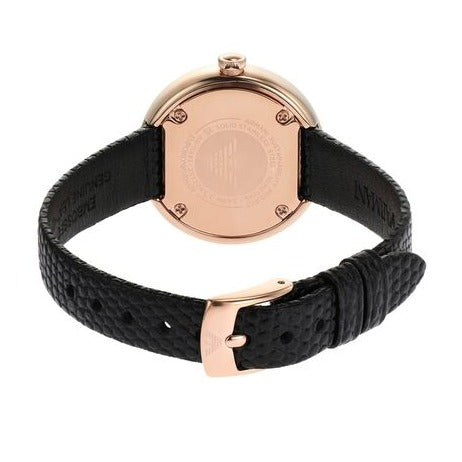 Emporio Armani Rosa Two Hand Black Dial Black Leather Strap Watch For Women - AR11493 Buy Now By Emporio Armani