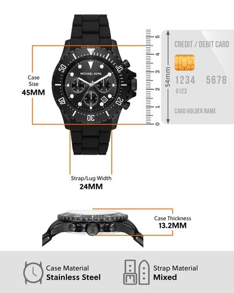 Michael Kors Everest Chronograph Black Dial Black Silicone Strap Watch For Men - MK8980 Buy Now By Michael Kors