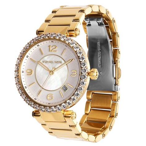 Michael Kors Parker Mother of Pearl White Dial Gold Steel Strap Watch For Women - MK4693 Buy Now By Michael Kors