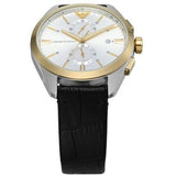 Emporio Armani Claudio Chronograph Silver Dial Black Leather Strap Watch For Men - AR11498 Buy Now By Emporio Armani