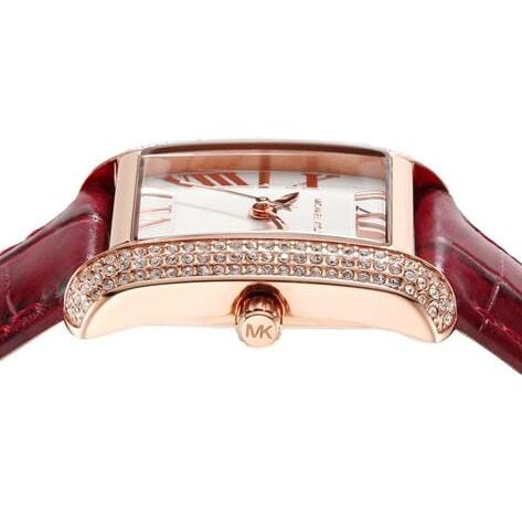 Michael Kors Emery Quartz Diamonds Silver Dial Red Leather Strap Watch For Women - MK4689 Buy Now By Michael Kors