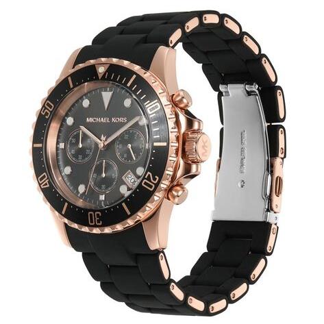 Michael Kors Everest Chronograph Black Dial Black Silicone Strap Watch For Men - MK9055 Buy Now By Michael Kors