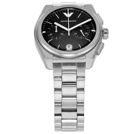 Emporio Armani Federico Chronograph Black Dial Silver Steel Strap Watch For Men - AR11560 Buy Now By Emporio Armani