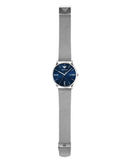 Emporio Armani Minimalist Quartz Blue Dial Silver Steel Strap Watch For Men - AR11571 Buy Now By Emporio Armani