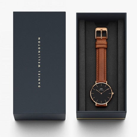 Daniel Wellington Classic Petite Durham Black Dial Brown Leather Strap Watch For Women - DW00100166 Buy Now By Daniel Wellington
