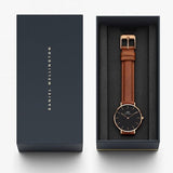 Daniel Wellington Classic Petite Durham Black Dial Brown Leather Strap Watch For Women - DW00100166 Buy Now By Daniel Wellington
