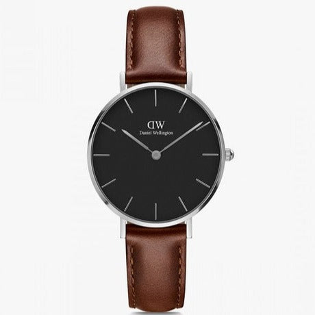 Daniel Wellington Classic Petite St Mawes Black Dial Brown Leather Strap Watch For Women - DW00100181 Buy Now By Daniel Wellington
