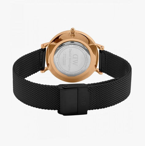 Daniel Wellington Petite Ashfield Black Dial Black Mesh Bracelet Watch Watch For Women - DW00100201 Buy Now By Daniel Wellington