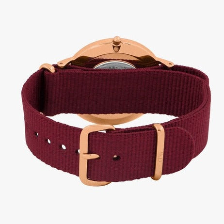 Daniel Wellington Classic Roselyn Black Dial Maroon Nylon Strap Watch For Women - DW00100269 Buy Now By Daniel Wellington