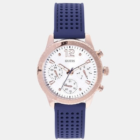 Guess Marina Multifunction White Dial Blue Rubber Strap Watch for Women - W1025L4 Buy Now By Guess