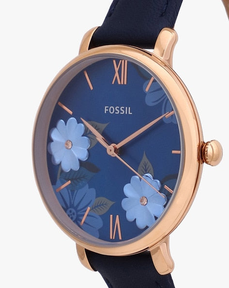 Fossil Jacqueline Blue Dial Blue Leather Strap Watch for Women - ES4673 Buy Now By Fossil