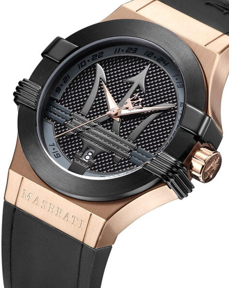 Maserati Potenza Black & Rose Gold Dial Black Rubber Strap Watch For Men - R8851108002 Buy Now By Maserati