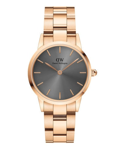 Daniel Wellington Iconic Link Grey Dial Rose Gold Steel Strap Watch For Women - DW00100332 Buy Now By Daniel Wellington