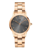 Daniel Wellington Iconic Link Grey Dial Rose Gold Steel Strap Watch For Women - DW00100332 Buy Now By Daniel Wellington