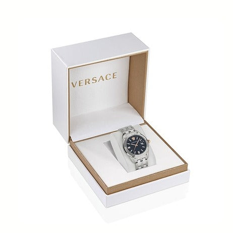 Versace Greca Time Quartz Black Dial Silver Steel Strap Watch For Men - VE3K00322 Buy Now By Versace