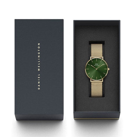 Daniel Wellington Petite Emerald Green Dial Gold Mesh Strap Watch For Women - DW00100481 Buy Now By Daniel Wellington